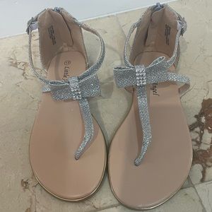Girls Silver Flat Sandals Size 13